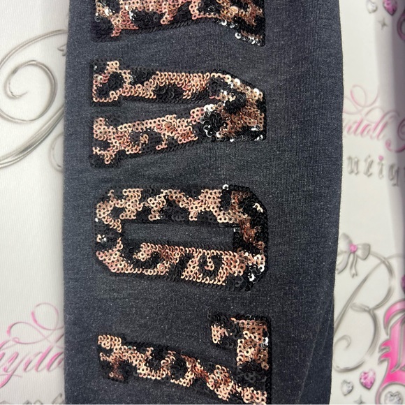 Victoria secret pink sequin jogger pants cheetah print love pink sweat pants y2k - Picture 3 of 13